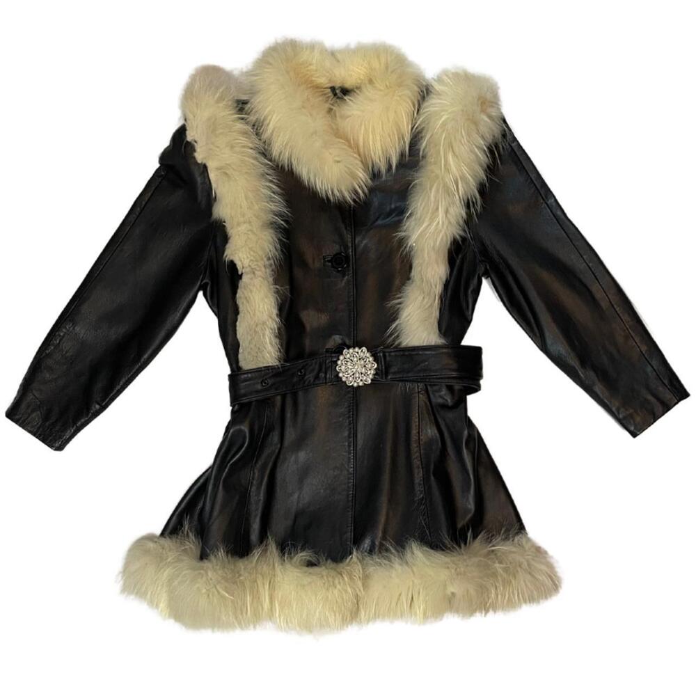 Vintage Chris Mousiadis Leather and Fur Handmade in Greece Coat